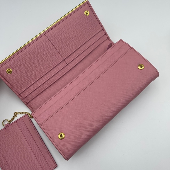 Prada Long leather Wallet in Peonia Saffiano Metal Pink Metallic w/ card holder - Picture 3 of 16
